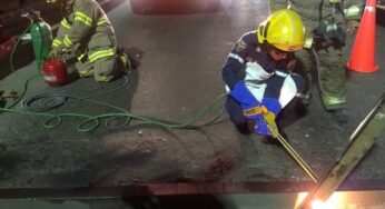¡Se salió un riel del puente de la Avenida 3 Norte!