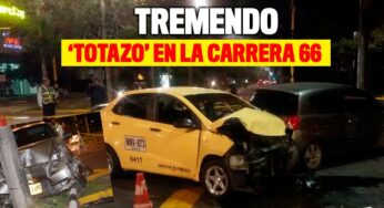 Tremendo 'totazo' entre dos carros en la Carrera 66