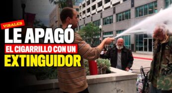 VIDEO: Le apagó el cigarrillo con un extinguidor