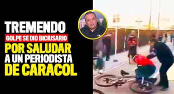 VIDEO: Tremendo golpe se dio biciusario por saludar a un periodista de Caracol
