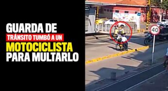 Guarda de Tránsito tumbó a un motociclista para multarlo
