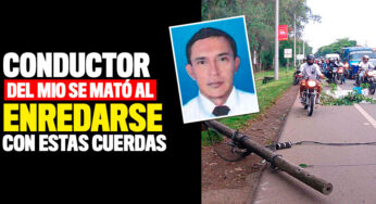 Conductor del MIO se mató al enredarse con las cuerdas de un poste