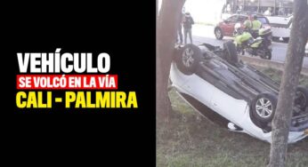 Vehículo se volcó en la vía Cali - Palmira