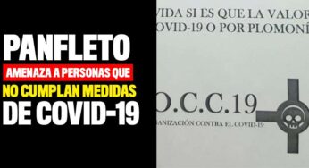 Panfleto amenaza a personas que no cumplan medidas de Covid-19