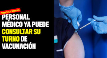 Personal médico ya puede consultar su turno de vacunación