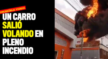 VIDEO: ¡Increíble! Un carro salió volando en pleno incendio