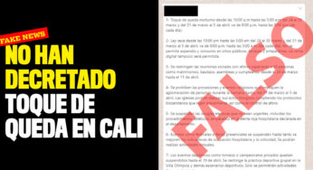 ¡Falso! No han decretado toque de queda en Cali
