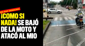 ¡Como si nada! Se bajó de la moto y atacó al MIO
