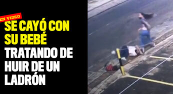 Se cayó con un bebé tratando de huir de un ladrón