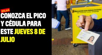 Conozca el pico y cédula para este jueves 8 de julio