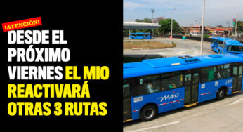 Desde el próximo viernes el MIO reactivará otras 3 rutas