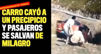 Carro cayó a un precipicio y pasajeros se salvan de milagro