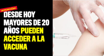 Desde hoy mayores de 20 años pueden acceder a la vacuna