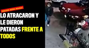 Lo atracaron y le dieron patadas frente a todos