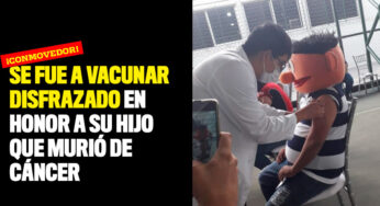 Se fue a vacunar disfrazado de 'Plaza Sésamo' en honor a su hijo que murió de cáncer