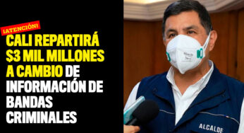 Cali repartirá $3 mil millones a cambio de información de bandas criminales