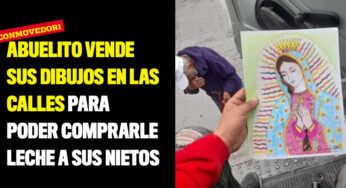 Abuelito vende sus dibujos en las calles para poder comprarle leche a sus nietos