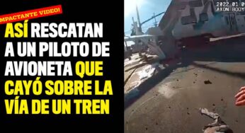 Así rescatan a un piloto de avioneta que cayó sobre la vía de un tren