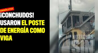 ¡Conchudos! Usaron el poste de energía como viga