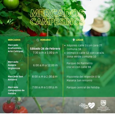 Estos serán los mercados campesinos de este fin de semana en Cali