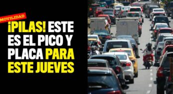 ¡Pilas! Este es el pico y placa para este jueves