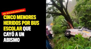 Cinco menores heridos por bus escolar que cayó a un abismo