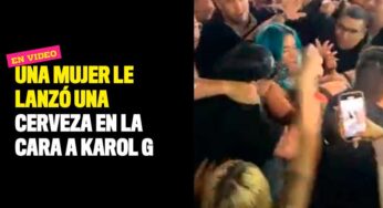 VIDEO: Una mujer le lanzó una cerveza en la cara a Karol G