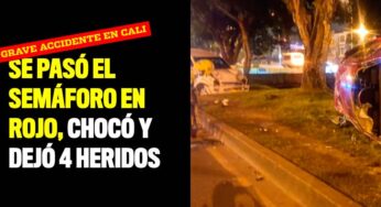 Grave accidente en Cali: se pasó el semáforo en rojo, chocó y dejó 4 heridos