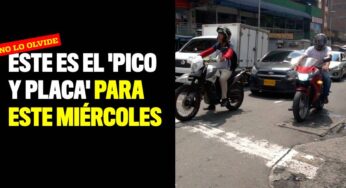 Este es el 'pico y placa' para este miércoles