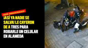 ¡Así ya nadie se salva! Le cayeron de a tres para robarle un celular en Alameda