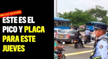 ¡No lo olvide! Este es el pico y placa para este jueves