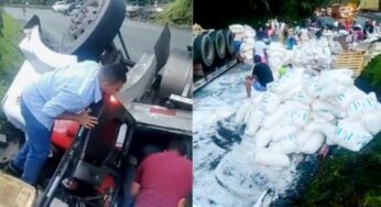 VIDEO: Saquearon tractocamión que se volcó sobre la vía Buenaventura - Buga