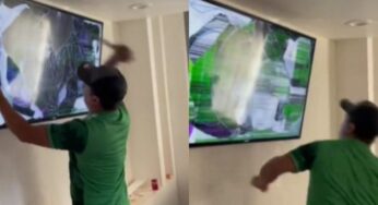 Hincha mexicano "apuñaló" a su televisor tras la eliminación de su selección