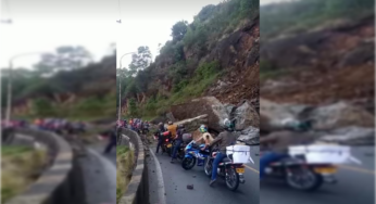 Videos: Cerrada la Vía al Mar tras la caída de gigantescas rocas en la Vuelta al Cerezo