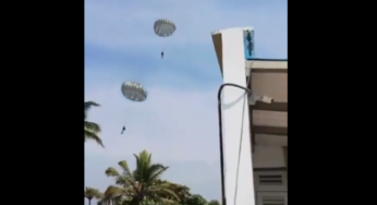 VIDEO: ¡Impresionante! Paracaidistas de la Fuerza Aérea cayeron sin control
