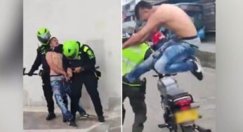 Video: Hombre invadió el carril del MÍO y atacó a la policía