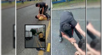 Graban a conductor pegándole a un hombre discapacitado en el Norte de Cali