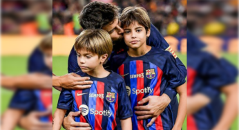 Pique llegó a Miami con sus hijos
