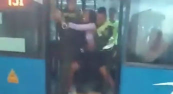 VIDEO: La policía la pilló colándose en el MIO y no se quería bajar