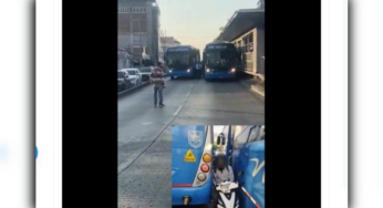 Motociclista quedó atrapado en medio de dos buses intentando evadir un retén en Cali